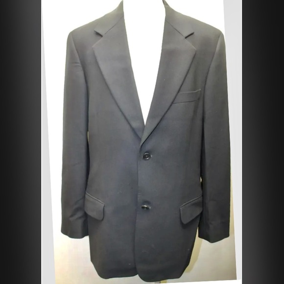 DKNY Men Blazer Black 40R Wool Italian Fabric Made In Hungary 2 Buttons - Picture 1 of 13